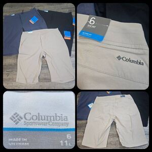 Nwt 3 pair Columbia 11" burmuda hiking shorts sz 6 blue black cream upf50 omni s